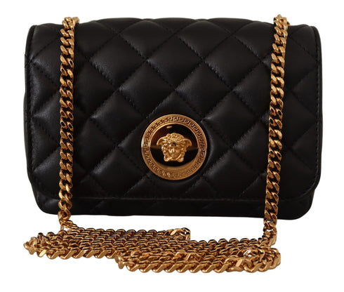 Versace Black Nappa Leather Medusa Shoulder Bag